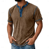 Stefan | Herren Kurzarm Henley-Shirt mit Waffelstruktur und Knopfleiste – Braun