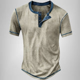 Stefan | Herren Kurzarm Henley-Shirt mit Waffelstruktur und Knopfleiste – Grau