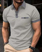 Elias | Herren Kurzarm-Poloshirt Kontrastkragen Slim-Fit – Grau