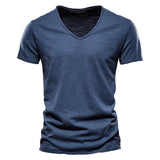 Niklas | Herren Kurzarm V-Ausschnitt T-Shirt Slim-Fit – Dunkelblau