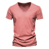 Niklas | Herren Kurzarm V-Ausschnitt T-Shirt Slim-Fit – Rosa