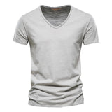 Niklas | Herren Kurzarm V-Ausschnitt T-Shirt Slim-Fit – Hellgrau