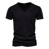 Niklas | Herren Kurzarm V-Ausschnitt T-Shirt Slim-Fit – Schwarz