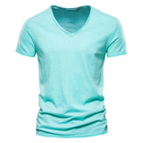 Niklas | Herren Kurzarm V-Ausschnitt T-Shirt Slim-Fit – Mintgrün
