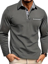 Simon | Herren Langarm Polo-Shirt Klassischer Karo-Kragen Winter – Grau