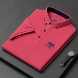 Alexander | Herren Langarm-Poloshirt klassischer Kragen elegante Stickerei – Rot