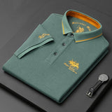 Alexander | Herren Langarm-Poloshirt klassischer Kragen elegante Stickerei – Grün