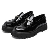 Florian | Herren Leder Loafer Business Schuhe mit Metallschnalle – Schwarz