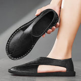 Stefan | Herren Leder-Sandalen Crossover-Design Italienisches Kalbsleder – Schwarz