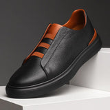 Moritz | Herren Leder Sneaker Slip-On Elastische Schlaufen – Schwarzbraun
