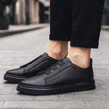 Moritz | Herren Leder Sneaker Slip-On Elastische Schlaufen – Schwarz