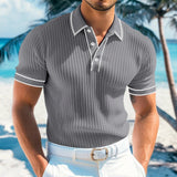 Christian | Herren Leichtes Sommer Poloshirt Gerippter Strick – Grau