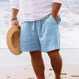 Moritz | Herren Leinen Bermuda-Shorts mit Kordelzug – Hellblau