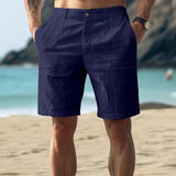Moritz | Herren Leinen Bermuda Sommer Shorts – Marineblau