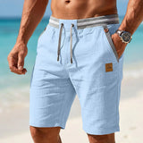 Sebastian | Herren Leinen Freizeit-Shorts elastischer Kordelzug-Bund – Himmelblau