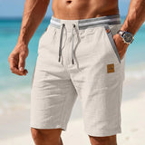 Sebastian | Herren Leinen Freizeit-Shorts elastischer Kordelzug-Bund – Weiß