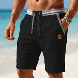 Sebastian | Herren Leinen Freizeit-Shorts elastischer Kordelzug-Bund – Schwarz