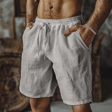 Florian | Herren Leinen-Shorts elastischer Bund locker geschnitten – Grau