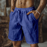 Florian | Herren Leinen-Shorts elastischer Bund locker geschnitten – Marineblau