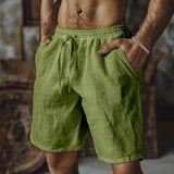 Florian | Herren Leinen-Shorts elastischer Bund locker geschnitten – Grün