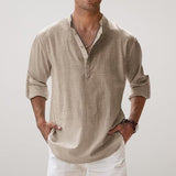 Andreas | Herren Leinen Sommerhemd Langarm Relaxed-Fit – Khaki