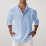 Andreas | Herren Leinen Sommerhemd Langarm Relaxed-Fit – Hellblau