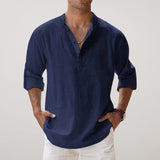 Andreas | Herren Leinen Sommerhemd Langarm Relaxed-Fit – Marine
