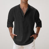 Andreas | Herren Leinen Sommerhemd Langarm Relaxed-Fit – Schwarz