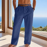 Sebastian | Herren Leinen Sommerhose Locker Geschnittene Freizeithose – Marineblau