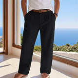 Sebastian | Herren Leinen Sommerhose Locker Geschnittene Freizeithose – Schwarz