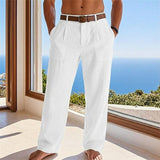 Sebastian | Herren Leinen Sommerhose Locker Geschnittene Freizeithose – Weiß