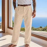 Sebastian | Herren Leinen Sommerhose Locker Geschnittene Freizeithose – Khaki