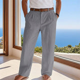 Sebastian | Herren Leinen Sommerhose Locker Geschnittene Freizeithose – Grau