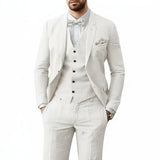 Niklas | Herren Leinenanzug 3-teilig Zweiknopf Hochzeit Sommer – Weiß
