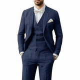 Niklas | Herren Leinenanzug 3-teilig Zweiknopf Hochzeit Sommer – Marineblau