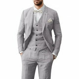 Niklas | Herren Leinenanzug 3-teilig Zweiknopf Hochzeit Sommer – Grau