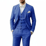 Niklas | Herren Leinenanzug 3-teilig Zweiknopf Hochzeit Sommer – Blau