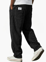 Moritz | Herren Lockere Cord-Hose mit Elastikbund Gerade Passform – Schwarz