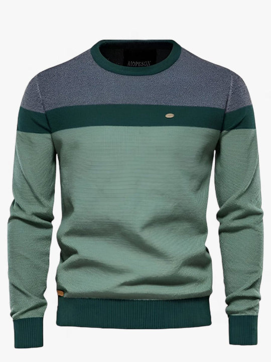 Tobias | Herren Pullover Colorblock Rundhals Baumwoll Strickpullover