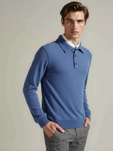 Herren Pullover Mit Knopfleiste – Blau