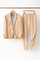 Alexander | Herren Relaxed-Fit Leinen Anzug-Set Blazer und Hose – Khaki