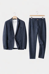 Alexander | Herren Relaxed-Fit Leinen Anzug-Set Blazer und Hose – Blau