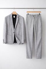 Alexander | Herren Relaxed-Fit Leinen Anzug-Set Blazer und Hose – Grau