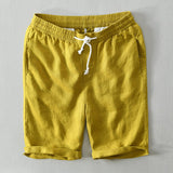 Matthias | Herren Relaxed-Fit Leinen Shorts mit Kordelzug – Gelb