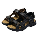 Herren-Sandalen mit drei verstellbaren Klettverschlussriemen und profilierter Laufsohle – Schwarz