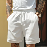 Herren Shorts mit Kordelzug und Umschlagsaum – Weiß