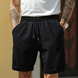 Herren Shorts mit Kordelzug und Umschlagsaum – Schwarz