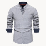Herren Slim Fit Hemd mit Kontrastkragen – Grau
