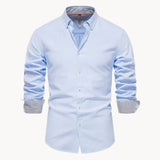 Herren Slim Fit Hemd mit Kontrastkragen – Hellblau