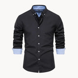 Herren Slim Fit Hemd mit Kontrastkragen – Schwarz